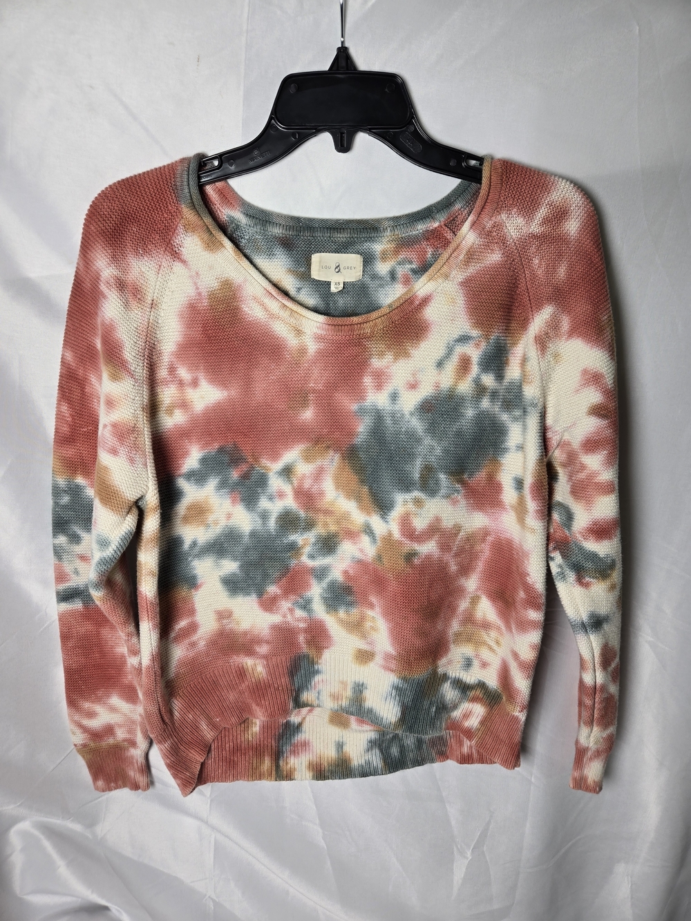 Lou & Grey Tie-Dye Crewneck Sweater - Coral, Gray, Cream, Mustard
